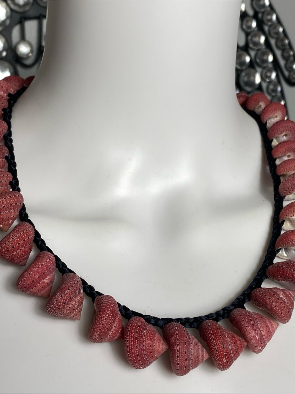 Strawberry top shell shells Cord Necklace 21”